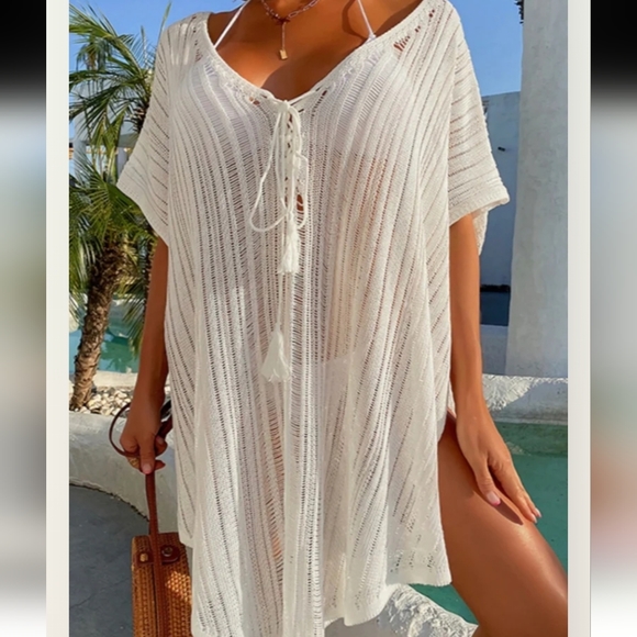 Knitted swimsuit cover-ups, free size, white - Picture 3 of 6